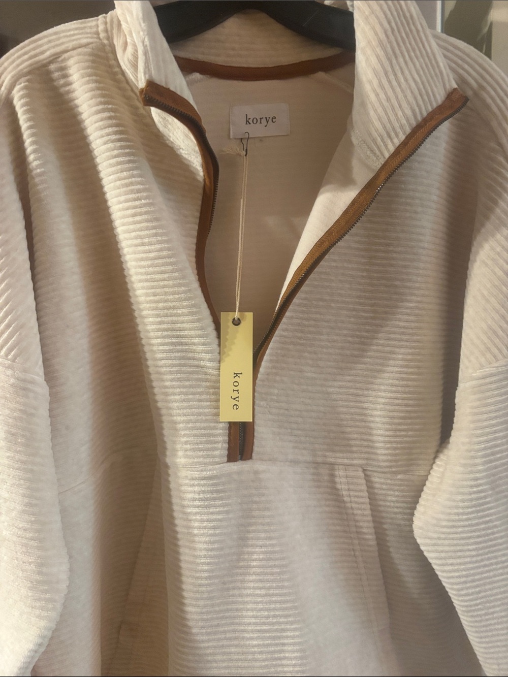 Korye women’s Cream Ribbed Half-Zip Sweater
